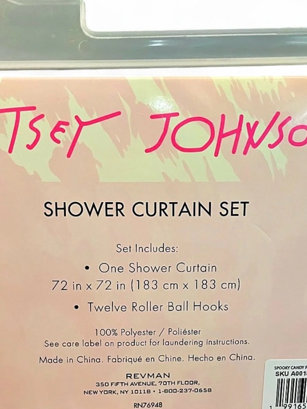 NWT Betsey Johnson Pink Halloween Spooky Spider & Candy Shower Curtain Set